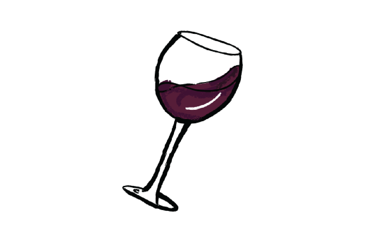 in het glas